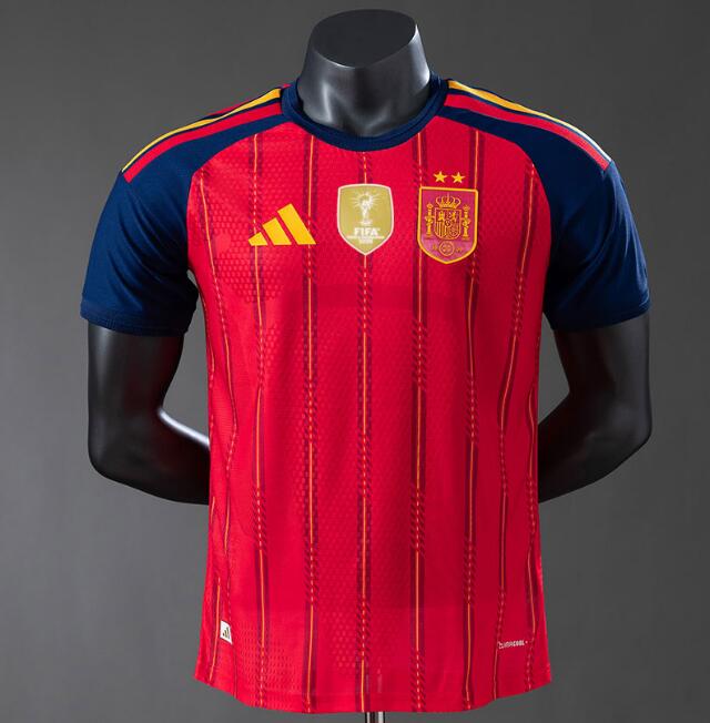 Men's 2 Stars With Gold Patch Spain 2026 World Cup Home Soccer Jersey Player Version