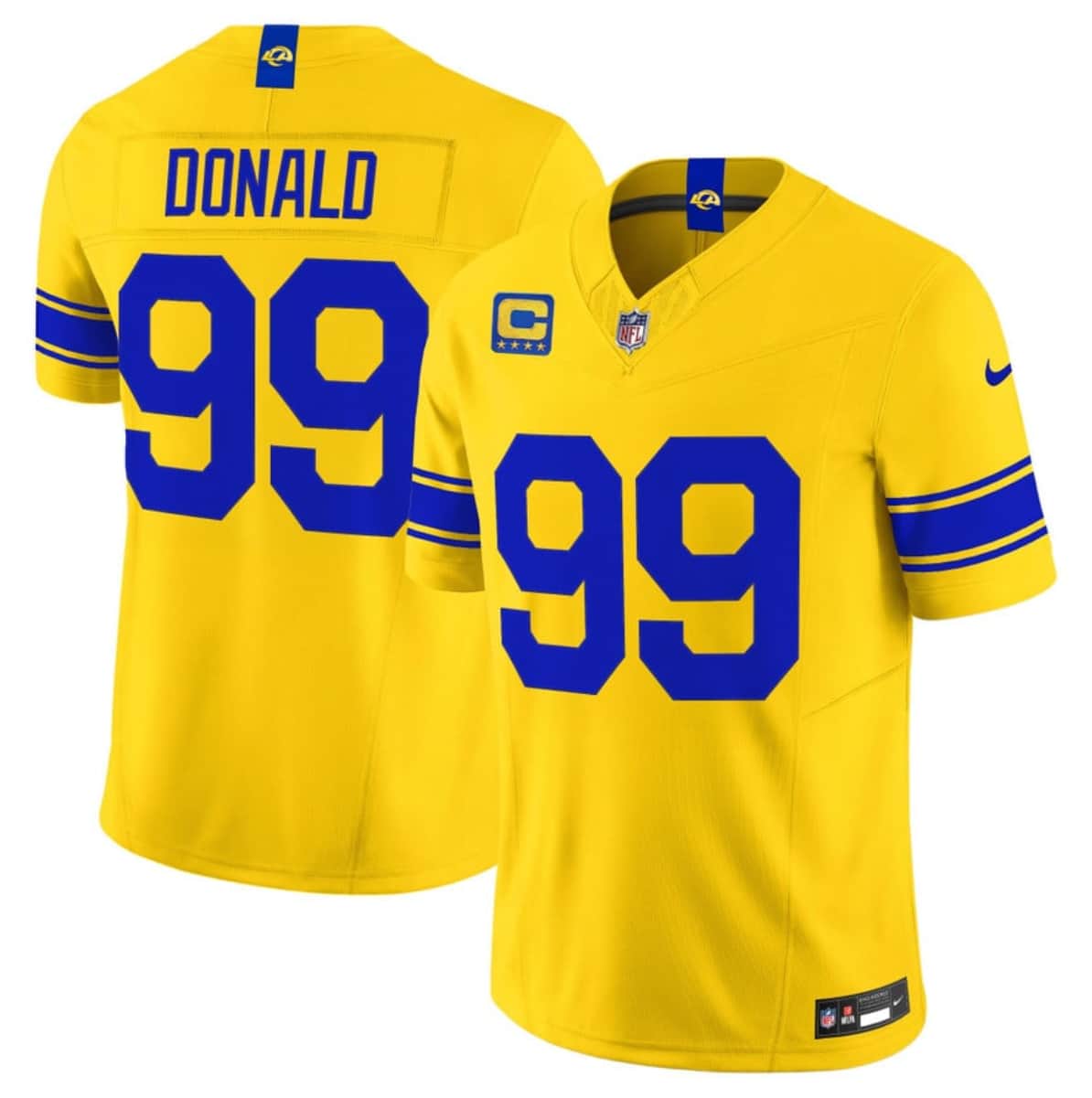 Men's Los Angeles Rams #99 Aaron Donald Yellow 2026 F.U.S.E. With 4- Star C Patch Vapor Limited Football Stitched Jersey