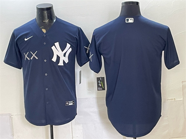 Men's New York Yankees x KAWS Navy Stadium Stitched Baseball Jersey