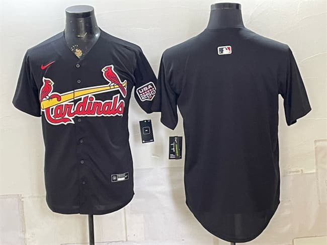 Men's St. Louis Cardinals Blank Black USA 250 Patch Stitched Baseball Jersey
