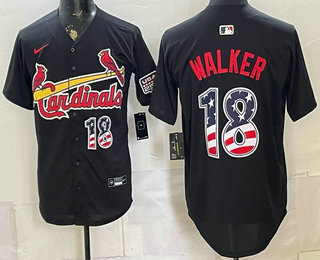 Men's St Louis Cardinals #18 Jordan Walker Black USA 250 Fourth of July Stitched Jersey