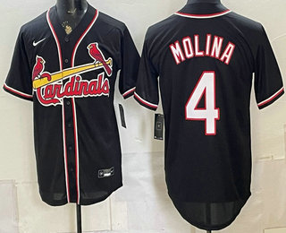 Men's St Louis Cardinals #4 Yadier Molina 2026 Black Fashion Cool Base Jersey