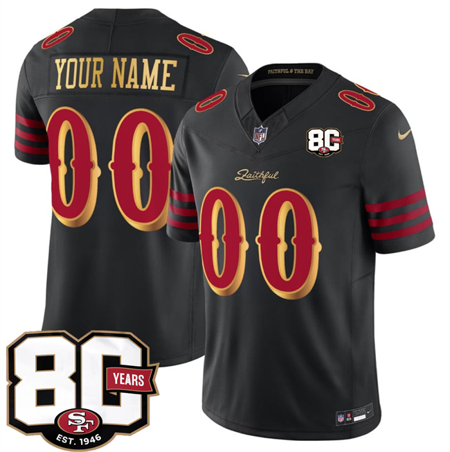 San Francisco 49ers Active Player Custom Black 80th Anniversary Patch “Rivalries” 2026 F.U.S.E. Vapor Untouchable Limited Football Stitched Jersey