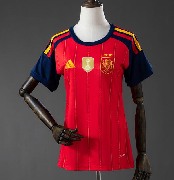 Women 2 Stars With Gold Patch Spain 2026 World Cup Home Soccer Jersey