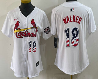 Women's St Louis Cardinals #18 Jordan Walker White USA 250 Fourth of July Stitched Jersey