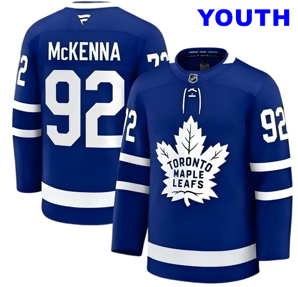 Youth Gavin McKENNA Toronto Maple Leafs #92 Fanatics Home Blue Stitched Hockey Jersey(1)