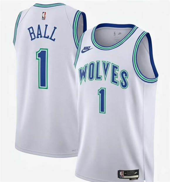 Men's Minnesota Timberwolves #1 LaMelo Ball 2026 White Classic Edition Stitched Jersey