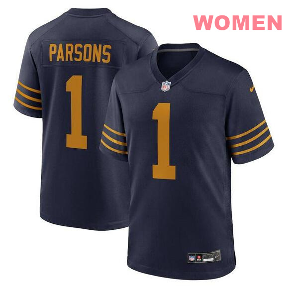 Women Green Bay Packers #1 Micah Parsons Navy The 1923 Classic Football Stitched Game Jersey