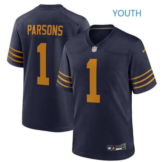 Youth Green Bay Packers #1 Micah Parsons Navy The 1923 Classic Football Stitched Game Jersey