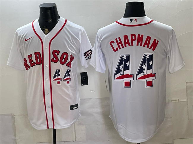 Men's Boston Red Sox #44 Aroldis Chapman White 2026 USA 250 Fourth of July Home Stitched Baseball Jersey