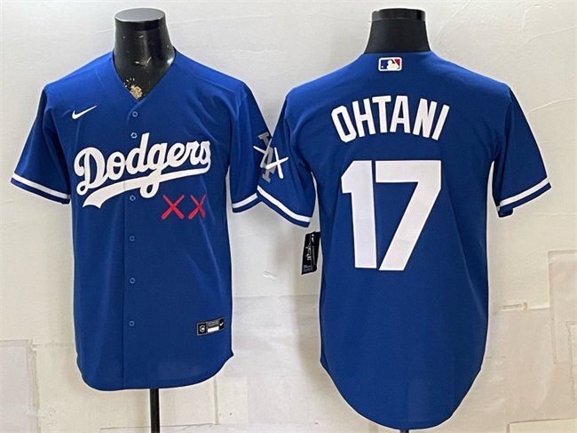 Men's Los Angeles Dodgers x KAWS #17 Shohei Ohtani Royal Vapor Premier Limited Stitched Baseball Jersey