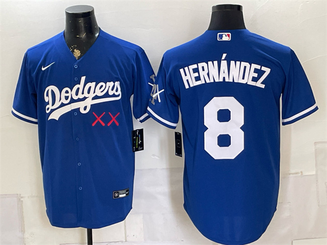 Men's Los Angeles Dodgers x KAWS #8 Enrique Hernández Royal Vapor Premier Limited Stitched Baseball Jersey