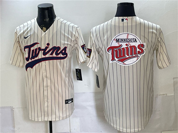 Men's Minnesota Twins Team Big Logo Cream 2026 Field of Dreams Stadium Stitched Baseball Jersey