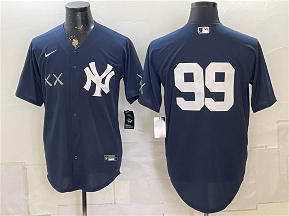 Men's New York Yankees x KAWS #99 Aaron Judge Navy Stadium Stitched Baseball Jersey
