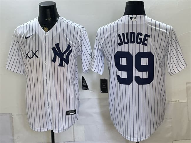 Men's New York Yankees x KAWS #99 Aaron Judge White Stadium Stitched Baseball Jersey