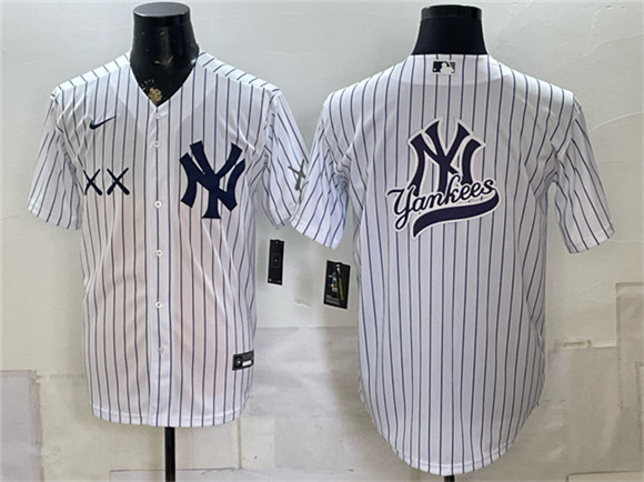 Men's New York Yankees x KAWS Team Big Logo White Stadium Stitched Baseball Jersey