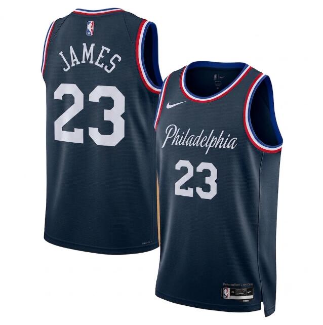 Men's Philadelphia 76ers #23 LeBron James Navy 2025-26 City Edition Swingman Stitched Jersey