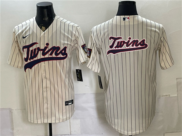 Mens Minnesota Twins Team Big Logo Cream 2026 Field of Dreams Stadium Stitched Baseball Jersey
