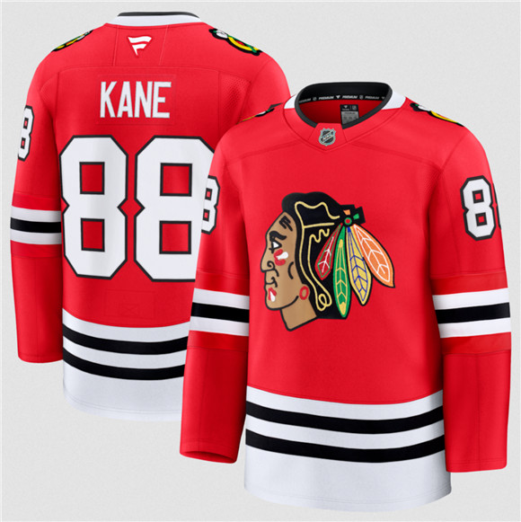 Men's Chicago Blackhawks #88 Patrick Kane Red 2024-25 Home Stitched Hockey Jersey