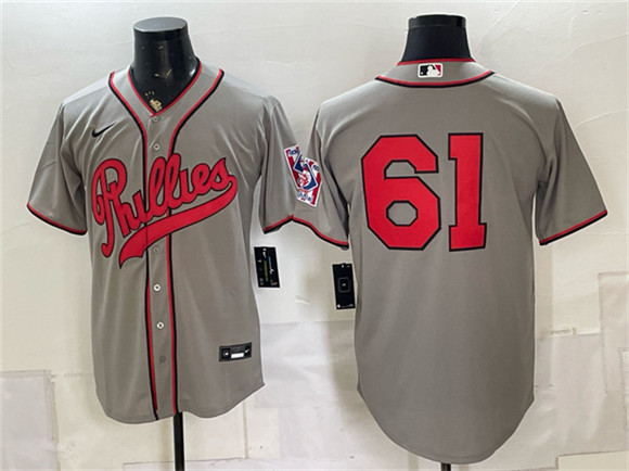 Men's Philadelphia Phillies #61 Cristopher Sánchez Gray 2026 Field of Dreams Stadium Stitched Baseball Jersey