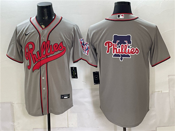 Men's Philadelphia Phillies Team Big Logo Gray 2026 Field of Dreams Stadium Stitched Baseball Jersey