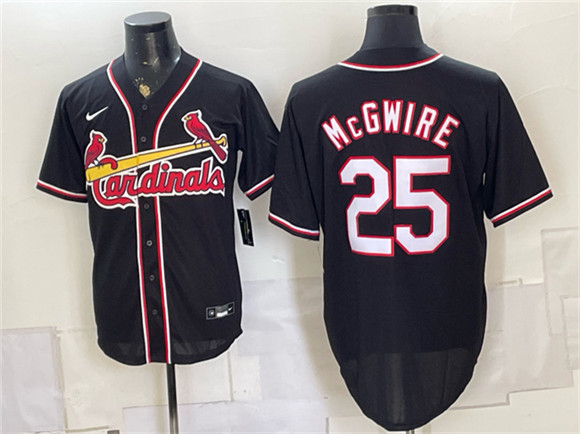 Men's St. Louis Cardinals #25 Mark McGwire 2026 Fashion Replica Black Out Stitched Baseball Jersey