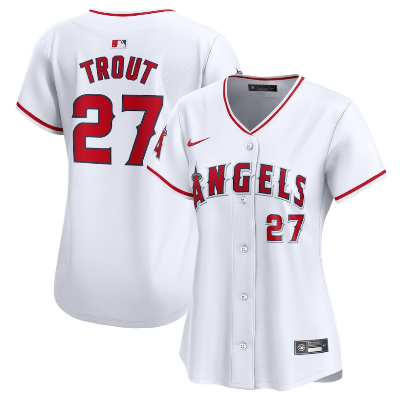 Women's Mike Trout Los Angeles Angels #27 Nike Home Limited Player White Jersey