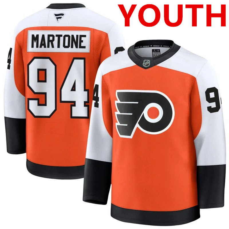 Youth Philadelphia Flyers #94 Porter Martone Orange Home stitched Hockey Jersey