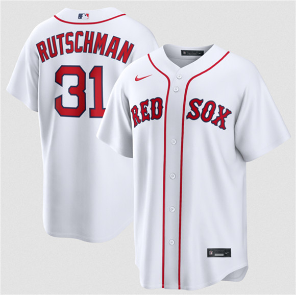 Men's Boston Red Sox #31 Adley Rutschman White Cool Base Stitched Baseball Jersey