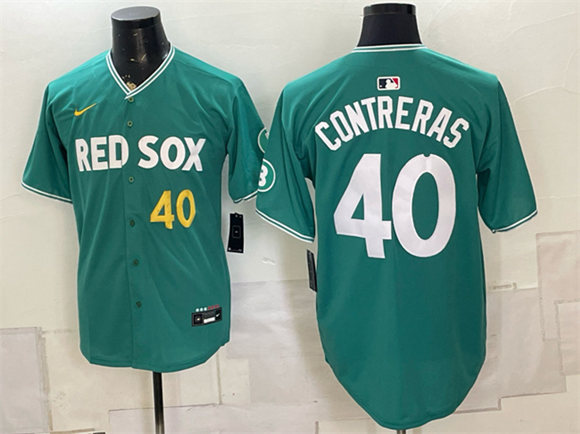 Men's Boston Red Sox #40 Willson Contreras Green 2025 City Connect Limited Stitched Baseball Jersey