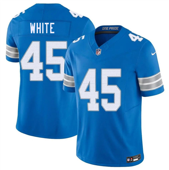 Men's Detroit Lions #45 Devin White Blue 2026 F.U.S.E. Vapor Limited Football Stitched Jersey