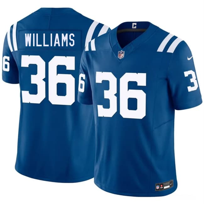 Men's Indianapolis Colts #36 Roydell Williams Blue 2026 F.U.S.E. Vapor Limited Football Stitched Jersey