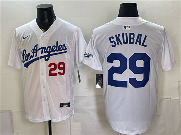 Men's Los Angeles Dodgers #29 Tarik Skubal White Alternate Stadium Stitched Baseball Jersey