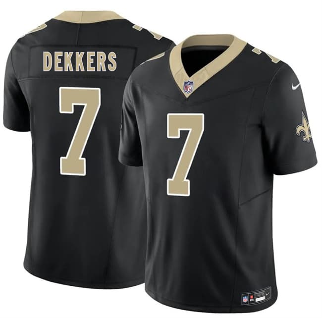 Men's New Orleans Saints #7 Hunter Dekkers Black 2026 F.U.S.E. Vapor Limited Football Stitched Jersey