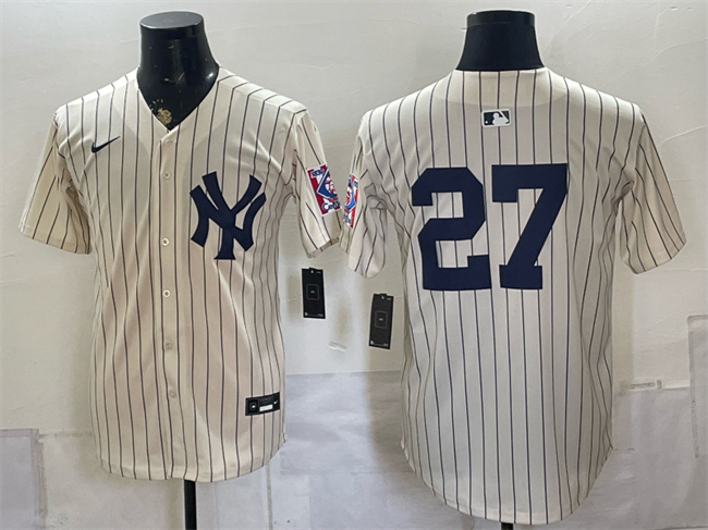 Men's New York Yankees #27 Giancarlo Stanton Cream 2026 Field of Dreams Stadium Stitched Baseball Jersey