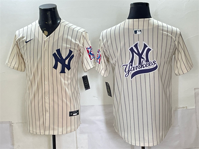 Men's New York Yankees Team Big Logo Cream 2026 Field of Dreams Stadium Stitched Baseball Jersey