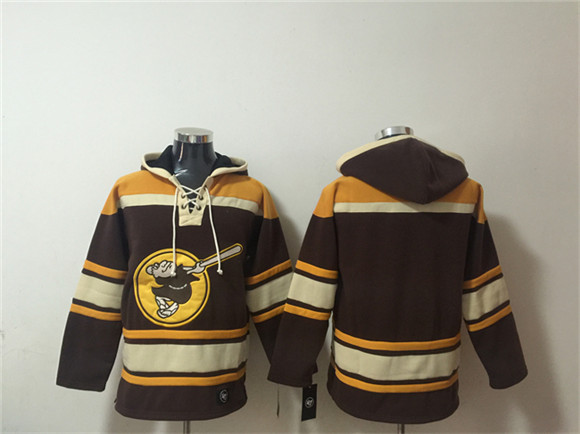 Men's San Diego Padres Blank Brown Gold Ageless Must-Have Lace-Up Pullover Hoodie
