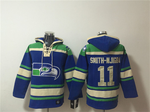 Men's Seattle Seahawks #11 Jaxon Smith-Njigba Royal Ageless Must-Have Lace-Up Pullover Hoodie
