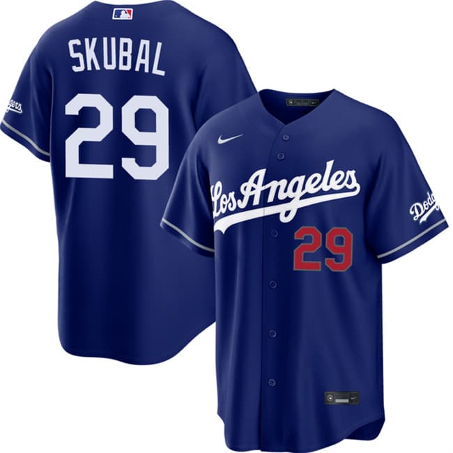 Mens Los Angeles Dodgers #29 Tarik Skubal Royal Alternate Stadium Stitched Baseball Jersey