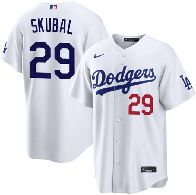 Mens Los Angeles Dodgers #29 Tarik Skubal White 2026 Home Limited Stitched Baseball Jersey