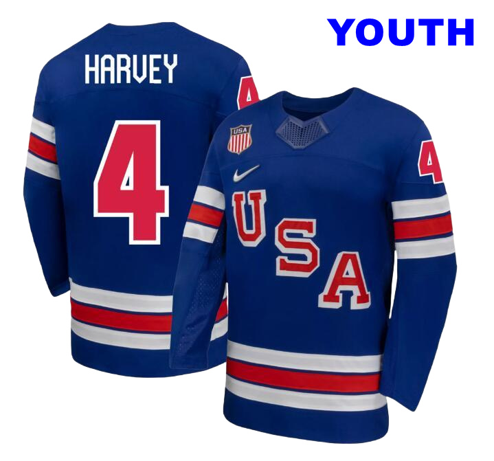 Youth Nike Adult Team USA Blue Caroline Harvey #4 Replica Jersey