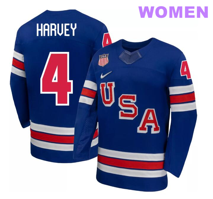 Women Nike Adult Team USA Blue Caroline Harvey #4 Replica Jersey
