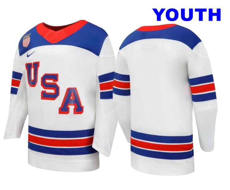 Youth Nike Team USA 2026 Replica White Hockey 2026 Jersey
