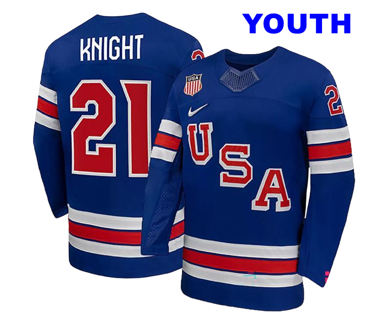 Youth Nike Team USA Blue Hilary Knight #21 Replica 2026 Jersey