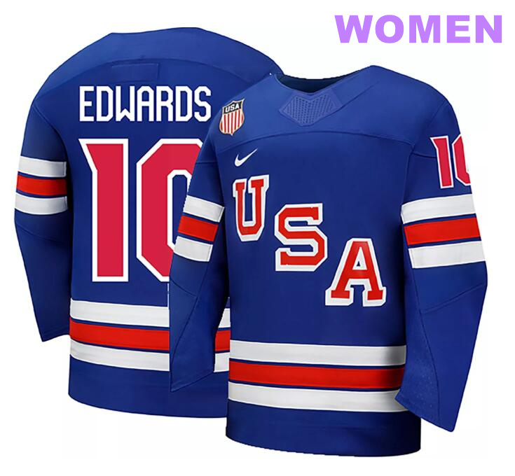 Women Nike Team USA Blue Laila Edwards #10 Replica 2026 Jersey