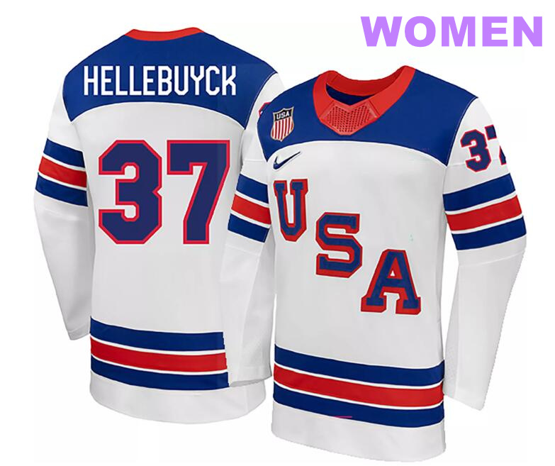 Women Nike Team USA White Connor Hellebuyck #37 Replica 2026 Jersey