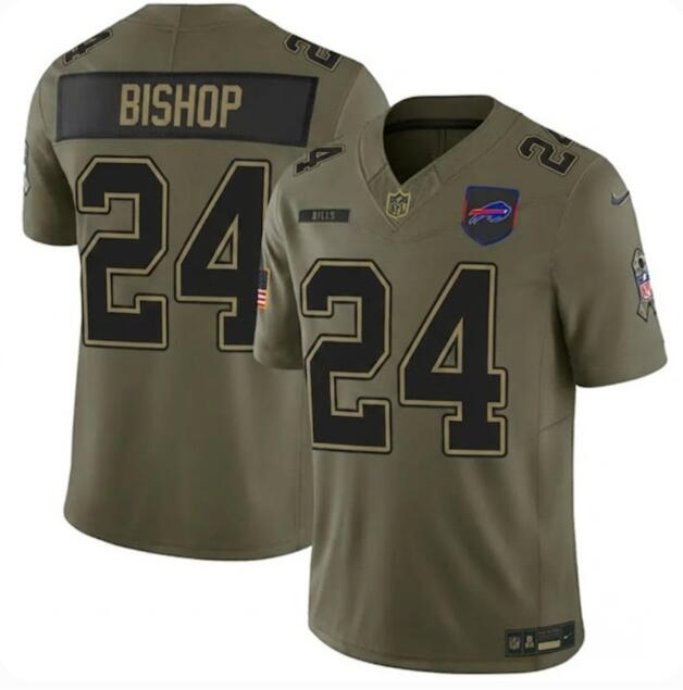 Men's Buffalo Bills #24 Cole Bishop Olive 2025 F.U.S.E. Salute to Service Limited Football Stitched Jersey