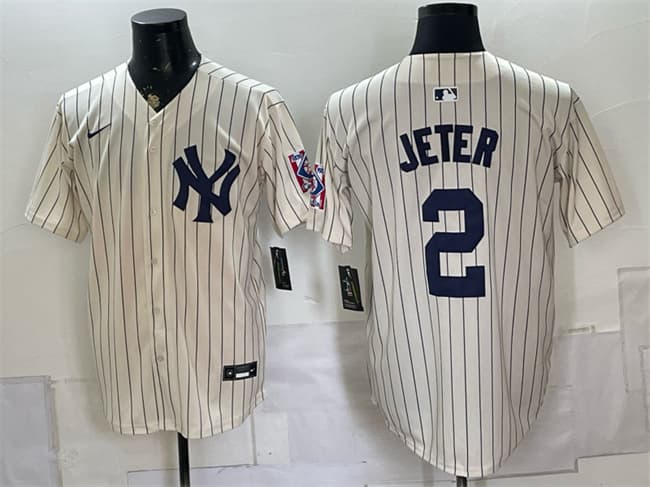 Men's New York Yankees #2 Derek Jeter Cream 2026 Field of Dreams Stadium Stitched Baseball Jersey