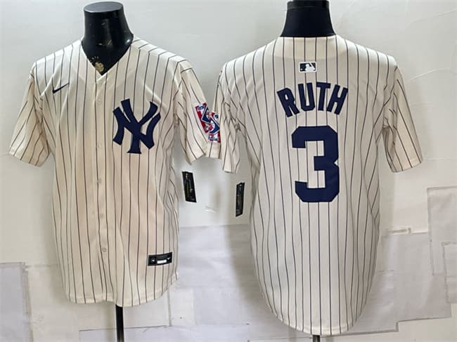 Men's New York Yankees #3 Babe Ruth Cream 2026 Field of Dreams Stadium Stitched Baseball Jersey