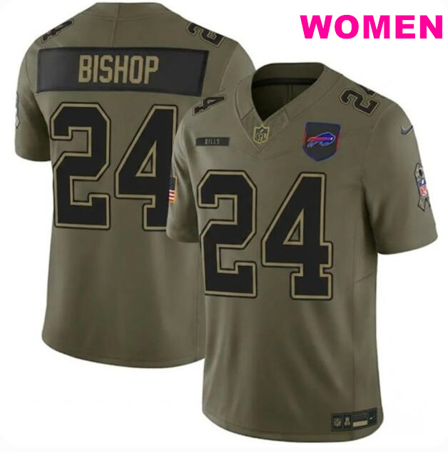 Women Buffalo Bills #24 Cole Bishop Olive 2025 F.U.S.E. Salute to Service Limited Football Stitched Jersey